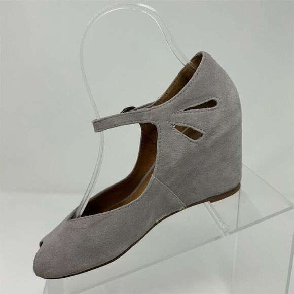 Jeffrey Campbell Women's Light Gray Peep Toe Wedge Heels Size 6 Classic Summer - Picture 3 of 15